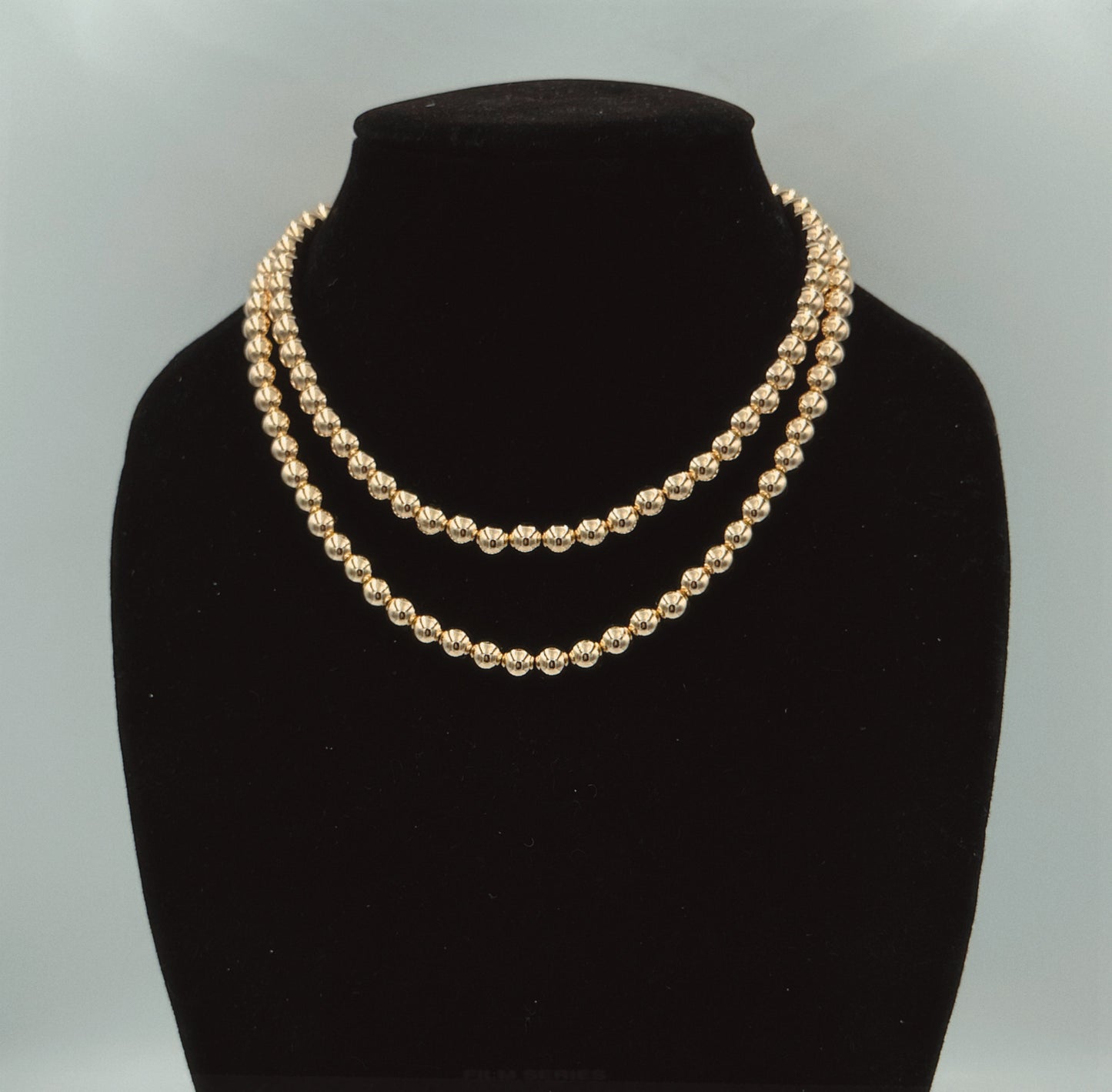 8mm Gold Kris Bead Necklace