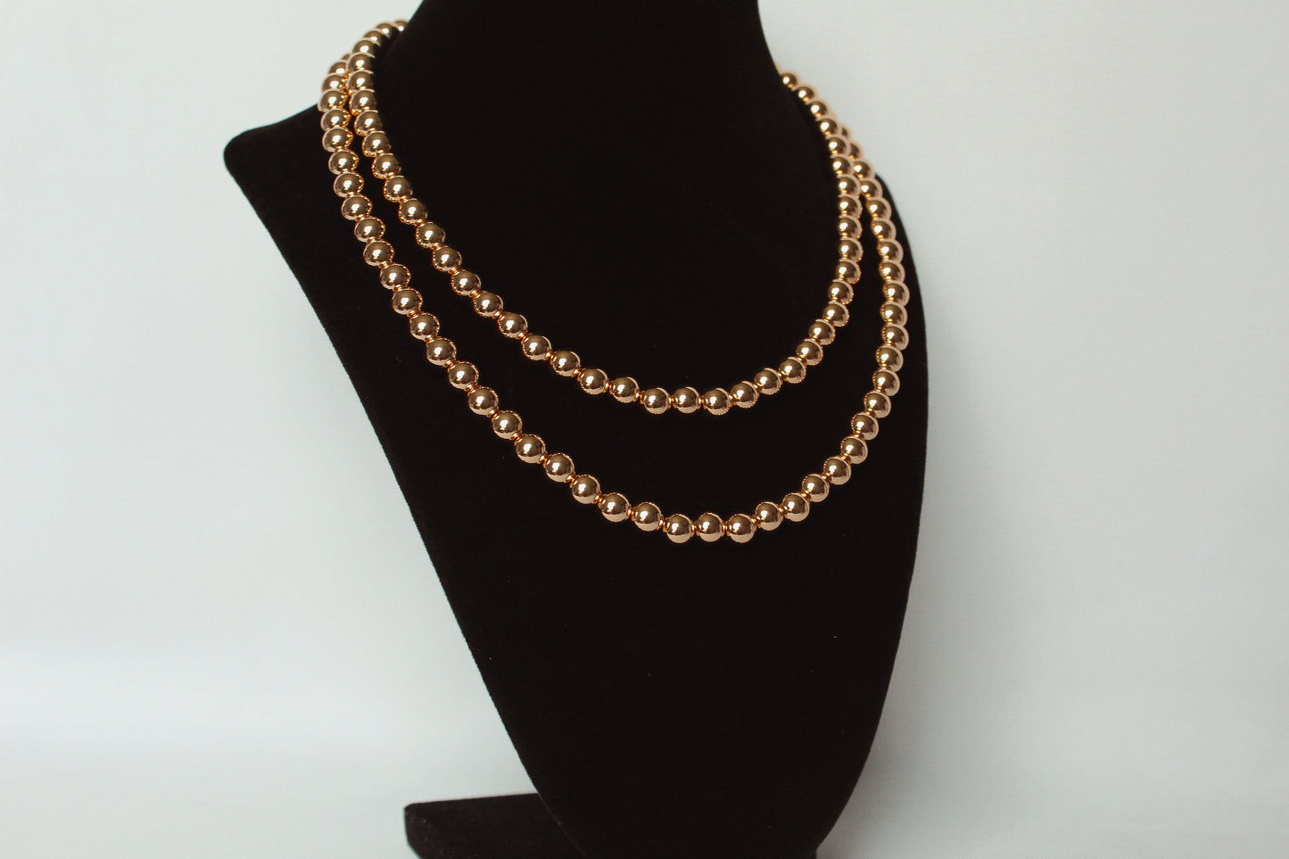10mm Gold Kris Bead Necklace