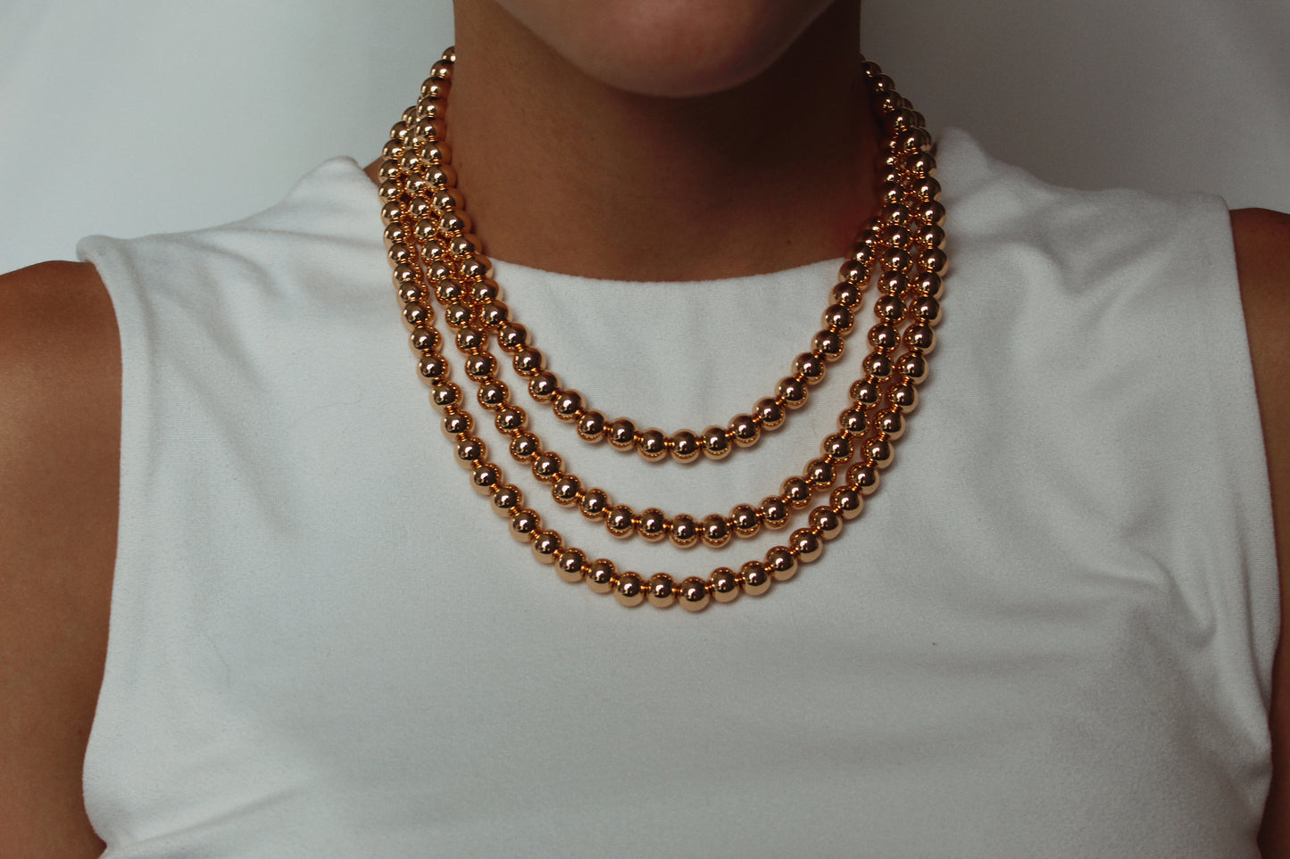 10mm Gold Kris Bead Necklace