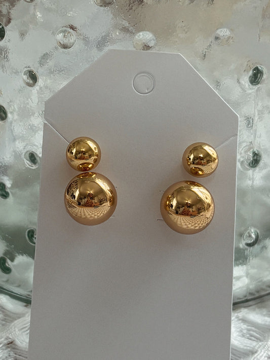Gold Ball Stud Earring Set - 12mm & 8mm