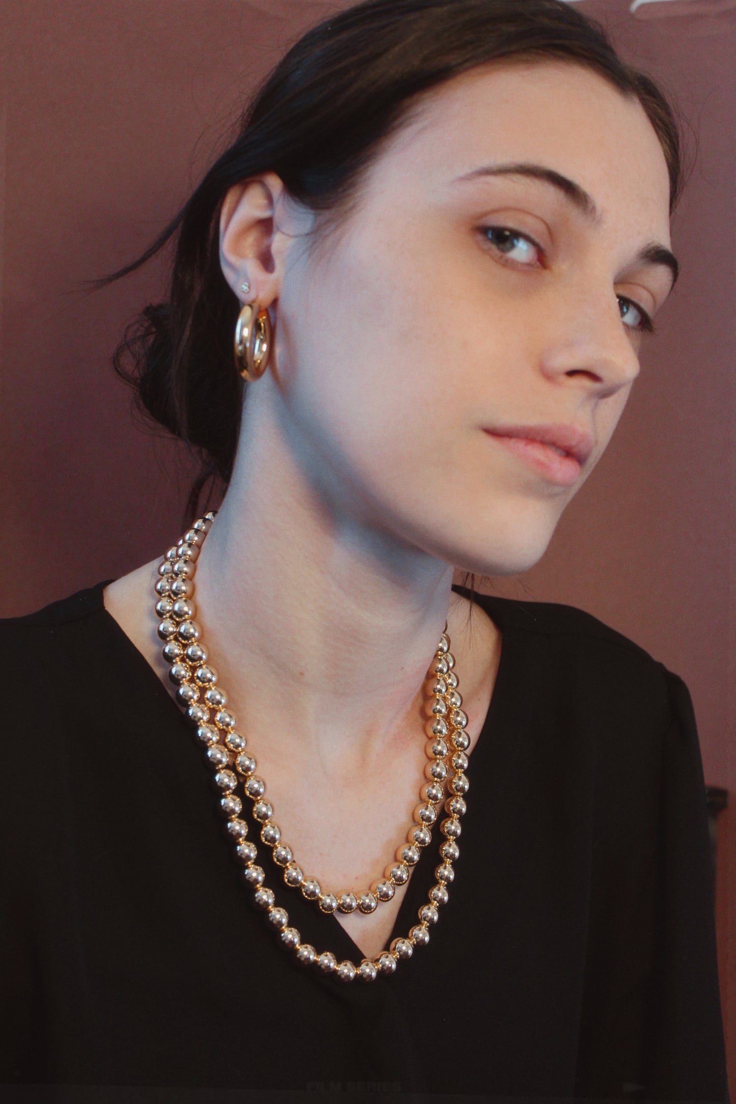 10mm Gold Kris Bead Necklace